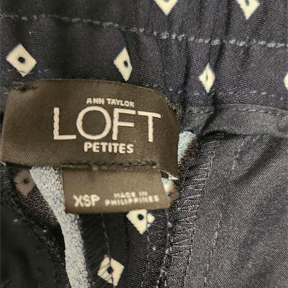 ANN TAYLOR Loft Palazzo Women's Navy Blue Pull-On Drawstring Pants Size XSP - Picture 8 of 9